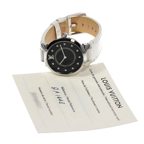 LOUIS VUITTON Tambour Slim MM QA144Z 11P diamond black Dial Quartz Ladies - Picture 11 of 13